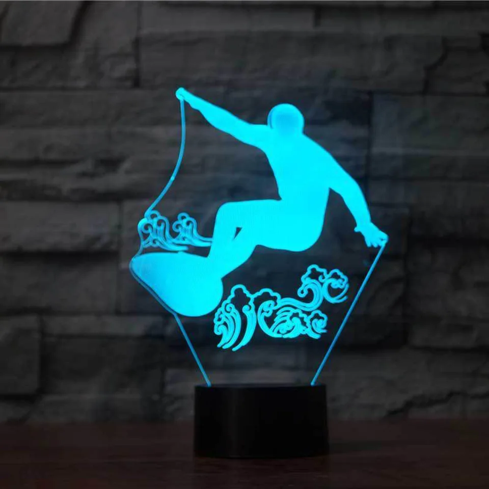 

7 Colors 3D Visual Led Sports Night Light Surfing Modelling Table Lamp Usb Baby Sleep Lampara Lighting Kids Gifts Bedroom Decor