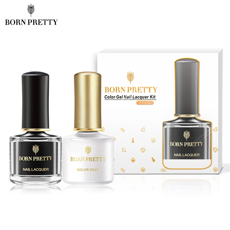 BORN PRETTY 2 бутылки/набор 6 мл Лак для ногтей Гель-лак блеск замачиваемый лак Цветной |