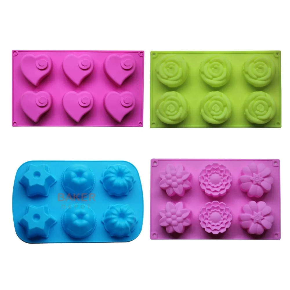 Silicone Cake Mold, Jelly, Pudding, Chocoalte, Cake Decorating Tools, 6 ...