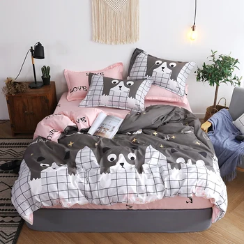 

Lovely Cartoon Monkey Bedding Set Duvet Cover Bed Flat Sheet Pillow Case Mixed Color Cartoon Style King Queen 3pcsTwin Size