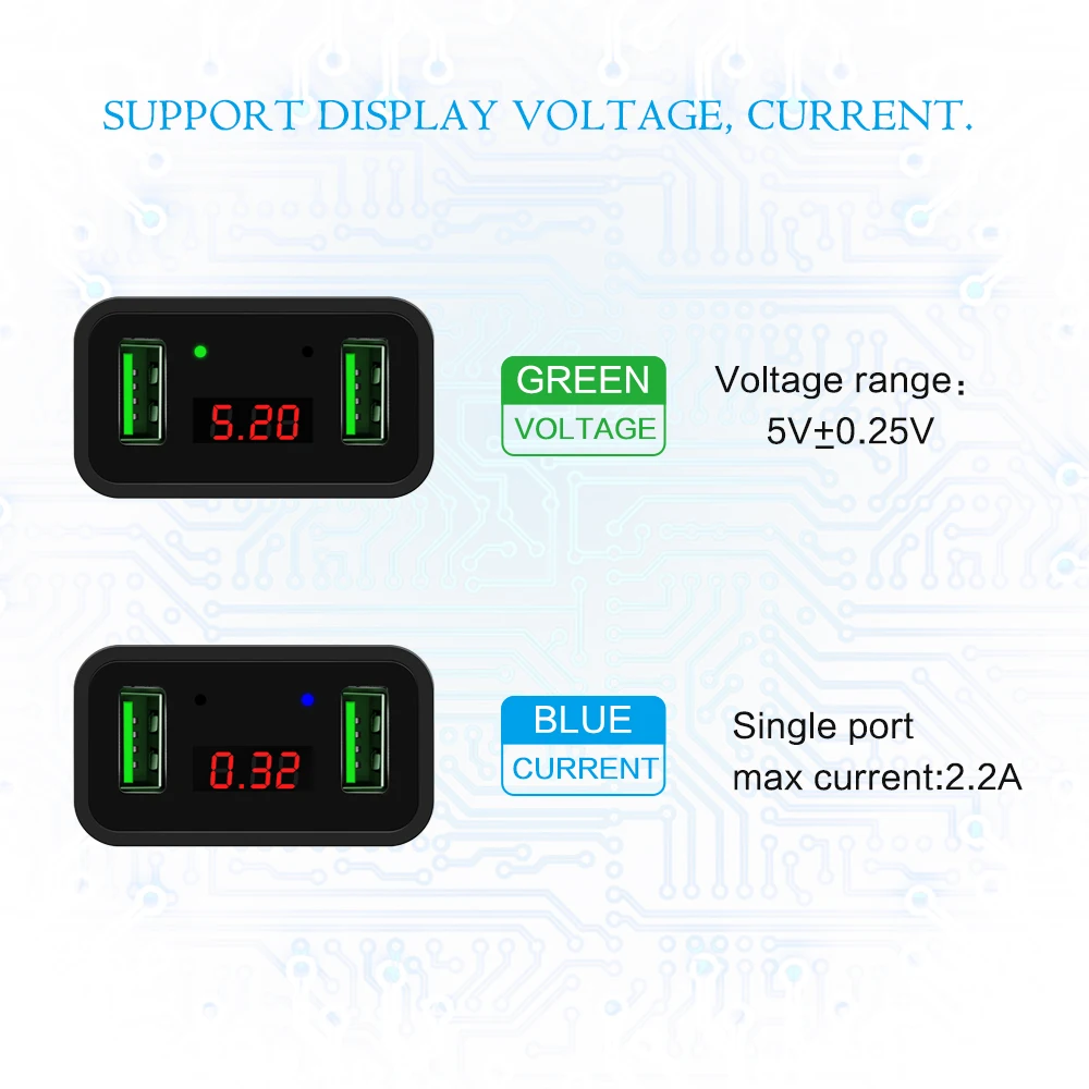 Powstro 2 USB настенное зарядное устройство 2.2A универсальное Цифровое зарядное устройство для телефона дорожный настенный адаптер для зарядки для iPhone samsung Xiaomi