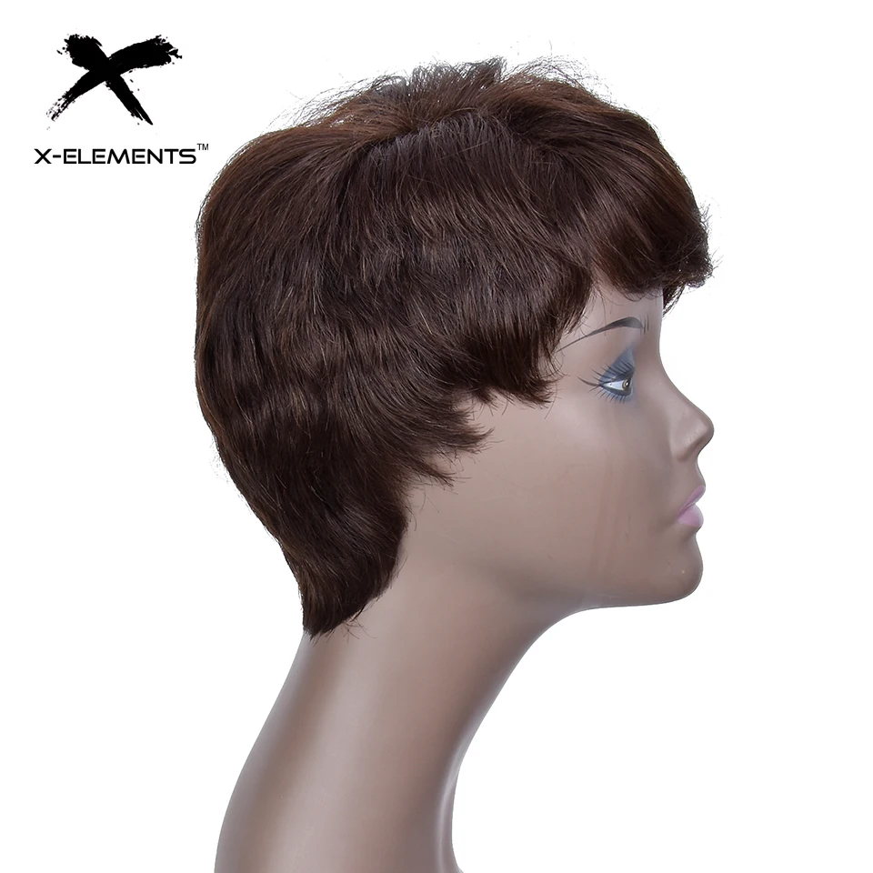 X-Elements Peruvian Short Human Hair Wigs With Bangs H.VERA Non-Remy Machine Made Natural Wave Hair Wigs For Women No Smell (3)
