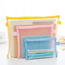 1 шт., новинка, практичный, 6 цветов, прозрачный, простой, сетчатый, канцелярские принадлежности на молнии, сумка для файлов, чехол для карандашей, для макияжа, для школы, офиса, для хранения