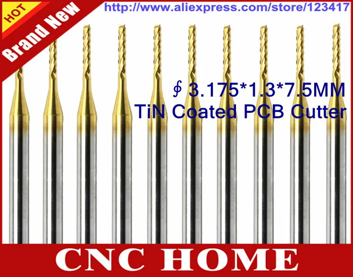 3.175*1.3MM TiN Coating PCB Engraving Cutting Bit, in CNC Router Tool