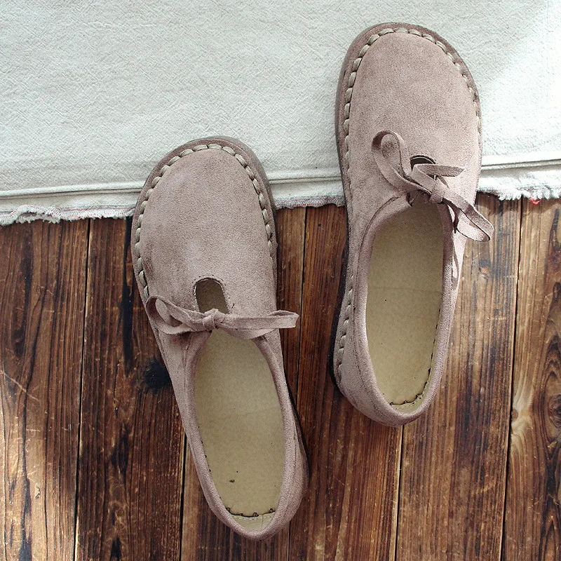 

2018 flat bottom with a low spring women's shoes spring round head handmade shoes