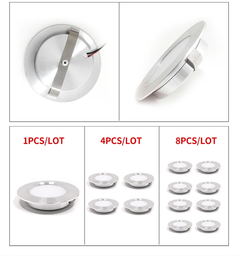 Точечный светодиодный ультра-тонкий 3W встраиваемые маленький LED-светильник downlight 12V кухня ванная комната зеркало фары Встроенный точечный светильник