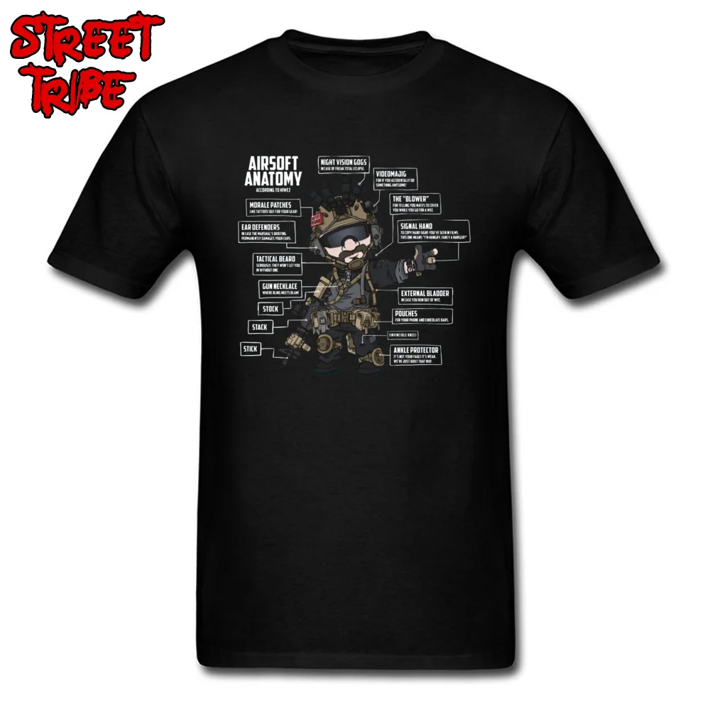 Tops & Tees Round Collar 100% Cotton Fabric Men's T-Shirt AIRSOFT ANATOMY (white writing) -4882 Printed Tops Shirts Prevalent AIRSOFT ANATOMY (white writing) -4882 black