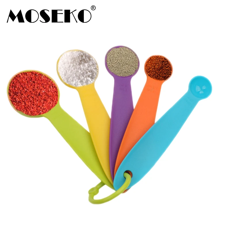 MOSEKO 5 шт./компл. набор мерных ложек и красочные Пластик мерная ложка совок
