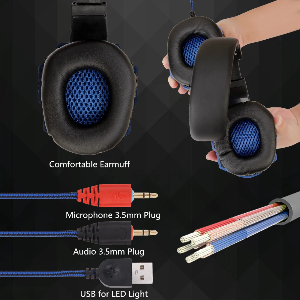  Gaming Headset And 3.5mm Computer Headset Headphone with Microphone LED Light Stereo Earphone Game 