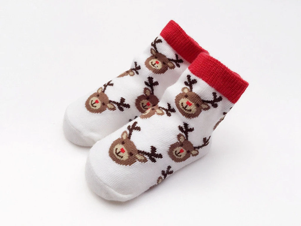Теплые рождественские носки-тапочки для маленьких детей, забавные чулки, рождественские носки для мальчиков и девочек