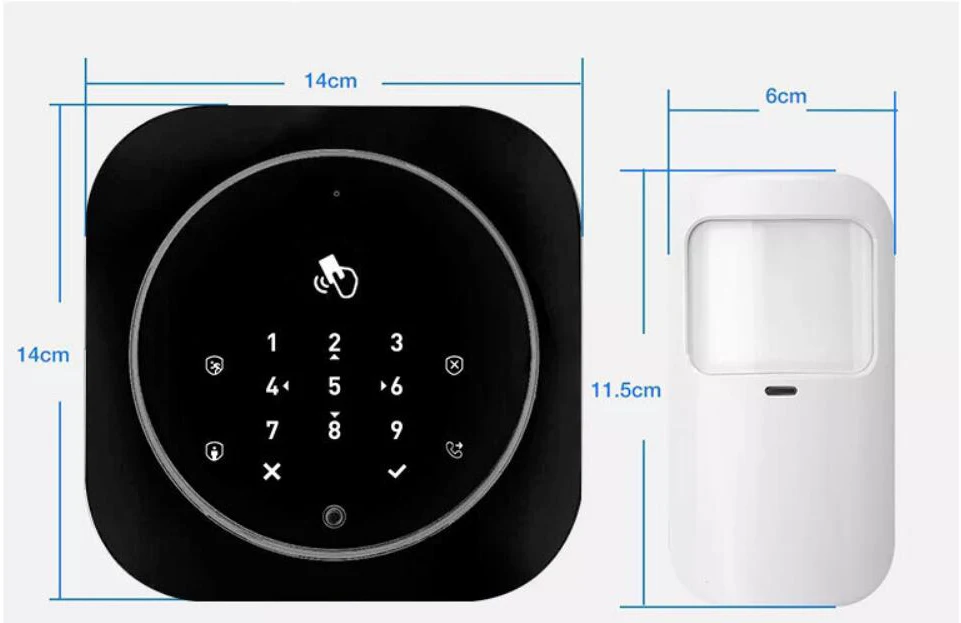 GSM сигнализация домашняя охранная беспроводная система безопасности RFID сенсорный экран приложение дистанционное управление PIR датчик окна