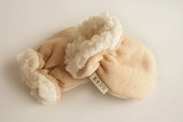Детские теплые перчатки для русской зимы, плотные кашемировые перчатки из органического хлопка, детские перчатки с защитой от царапин для новорожденных, имитирующие шерсть, кашемировые перчатки