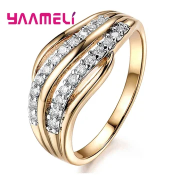 

Latest Classic Women Fashion Rings 100% 925 Sterling Silver Micro Cubic Zirconia Gold Color Rings Fashion Women's Jewelry