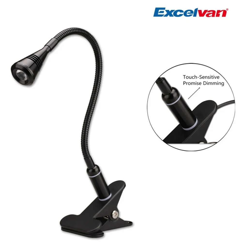 Excelvan Desk Lamp Gooseneck Style Flexible Clip On Clamp Table Lamp 3W