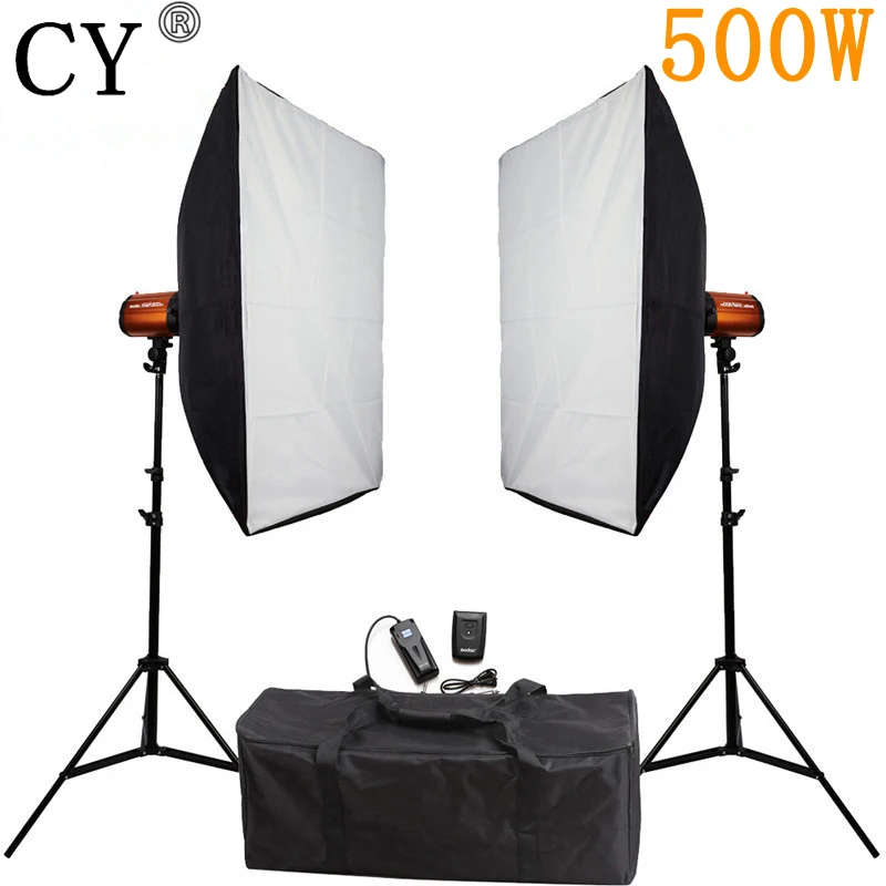 CYPhotographyStudioSoftBoxFlashLightingKits500wFlashLight2