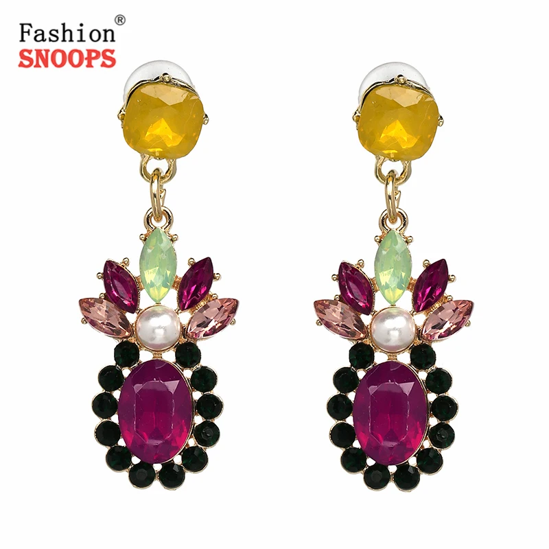 

Fashion Earring Accessories Party Multi-color Flower Crystal Drop Dangle Earrings For Women Brincos