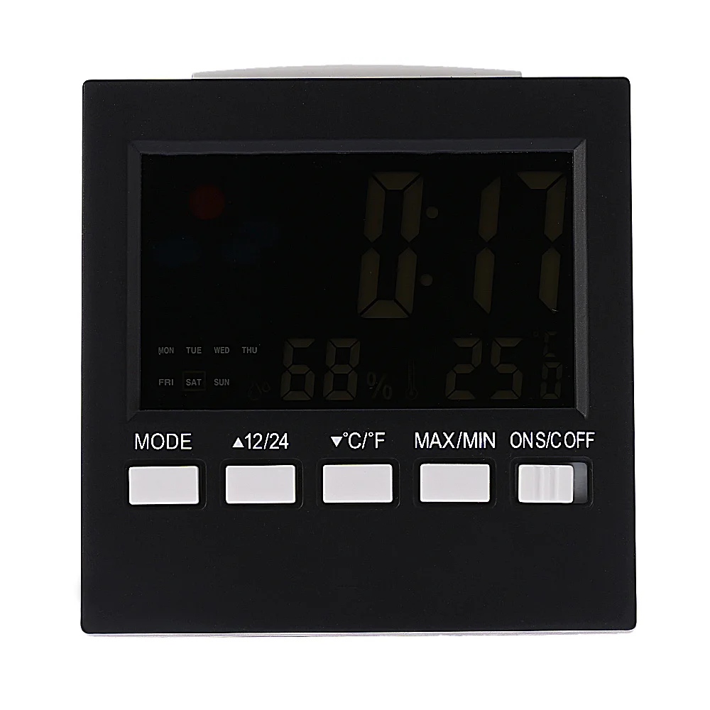 Многофункциональный цифровой термометр гигрометр Красочные ЖК-часы-термометр Функция повтора будильника календарь погода