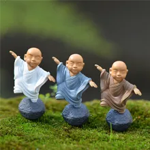 4Pcs/set Temple Buddhist Monk Figurines Fairy Garden Miniatures Bonsai Terrarium Micro Landscape Resin Crafts Gnomes