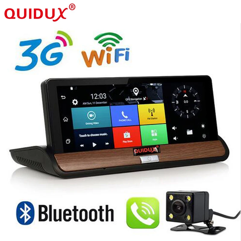 

QUIDUX 7 inch 3G DVR Android Car Truck Dashboard GPS Navigation Bluetooth WiFi Dual Camera Rear View 1GB RAM Quad Core GPS DVR
