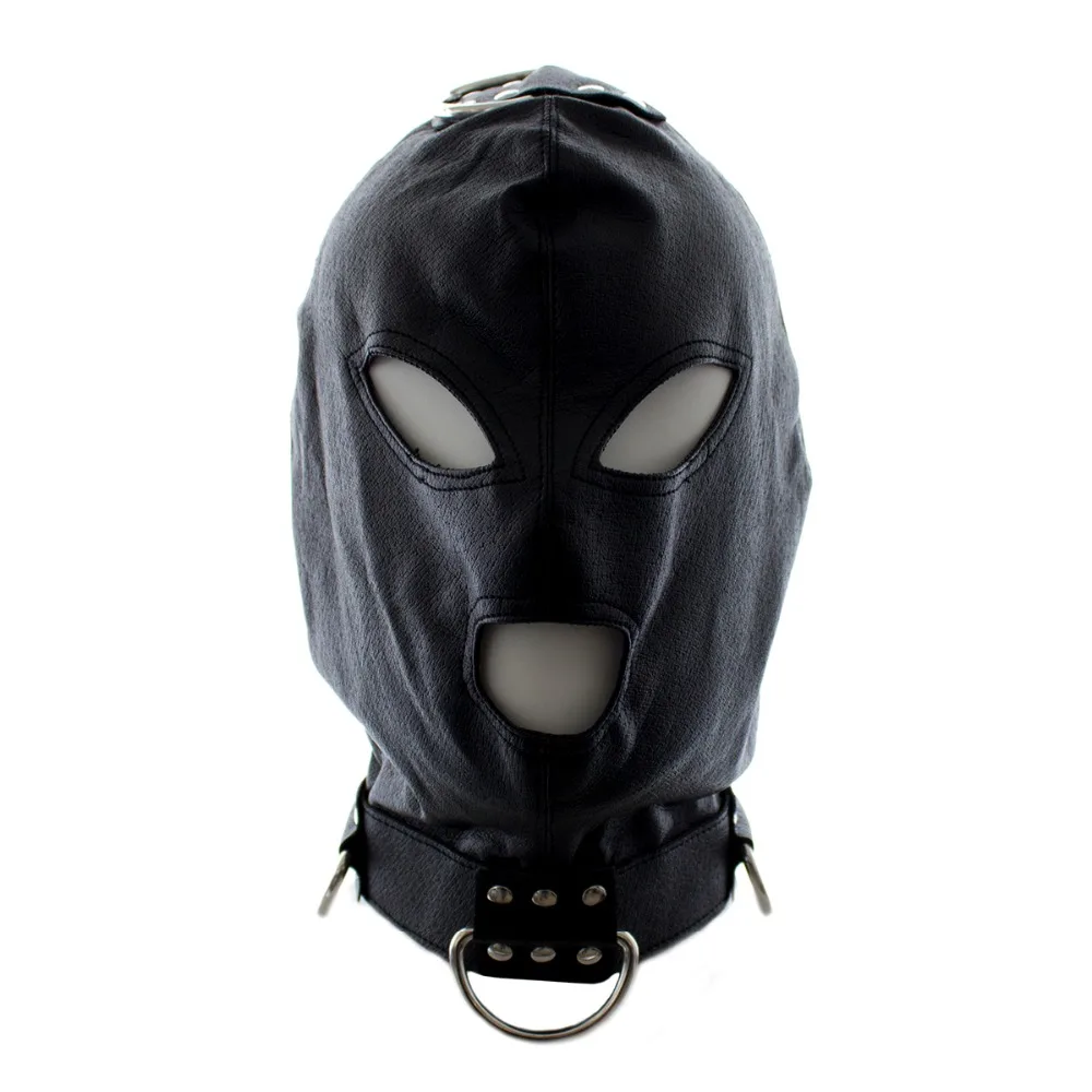 Hot Sale Adult Sex Mask Leather Exposed Mouth Eyes Fetish Bondage Bdsm Masks Sex Toys For