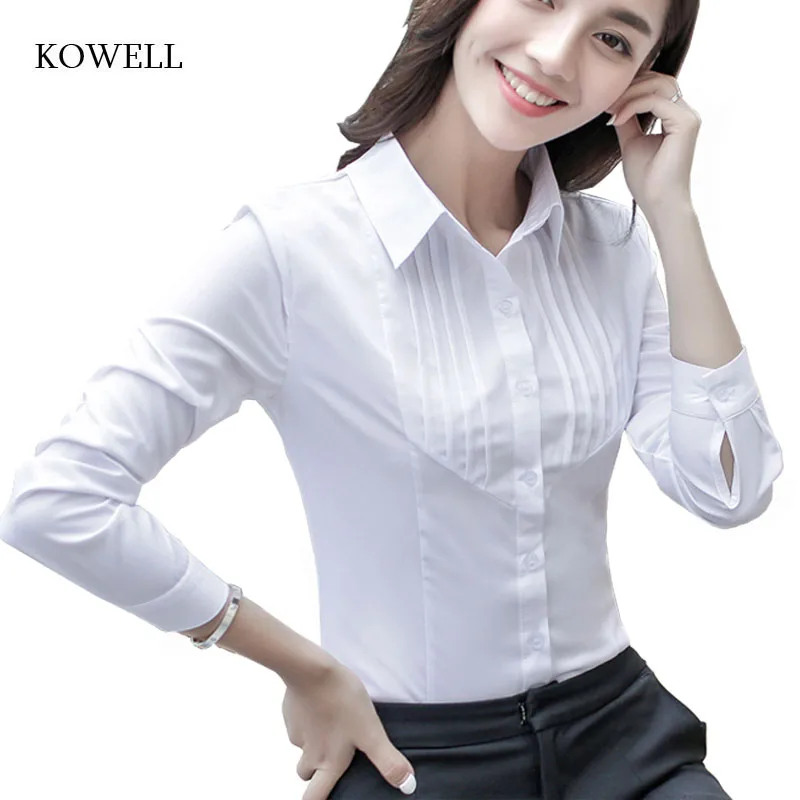 KOWELL Women's Shirts blusas femininas Solid Color Office Lady Long Sleeve Blouses Turn Down Collar Casual Work Tops S-5XL M71 |