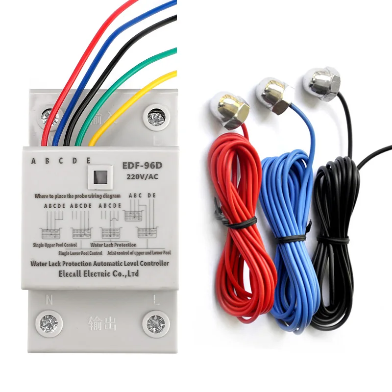 ELECALL EDF 96D Din Rail поплавковый выключатель автоматический контроллер уровня воды AC220V