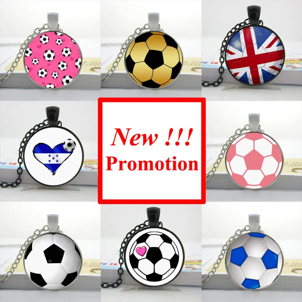 

2017 New Fashion Soccer Ball Neckalce Soccer Ball Pendant Jewelry Glass Cabochon Necklace Pendant