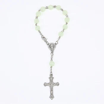 

120 pieces / Green light rosary silver bracelet love rosary imitation pearl bracelet children's communion baby baptism favorable