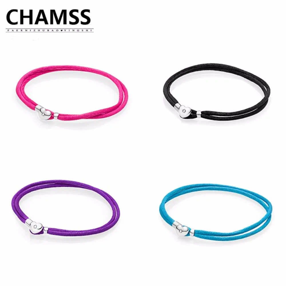 

CHAMSS 100% Real 925 MOMENTS Fabric Hand Strap Multicolor PDs Original Valentine's Day Gift