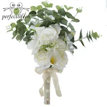 Perfectlifeoh Калла Роза моделирования цветок свадьба принадлежности невесты с цветами в руках