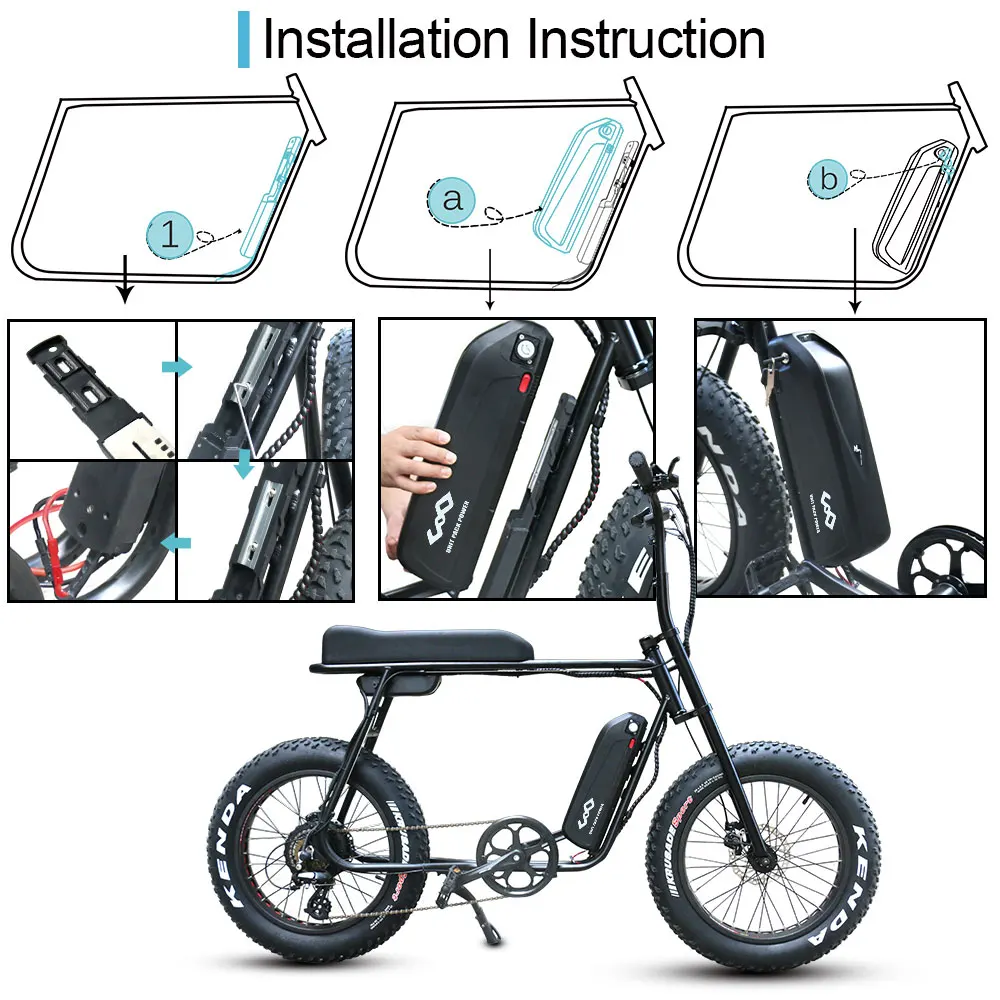 Best New Hailong electric bicycle battery 52V 16Ah Lithium Battery compitable with 48V 750W 1000W 8Fun/Bafang Motor 5