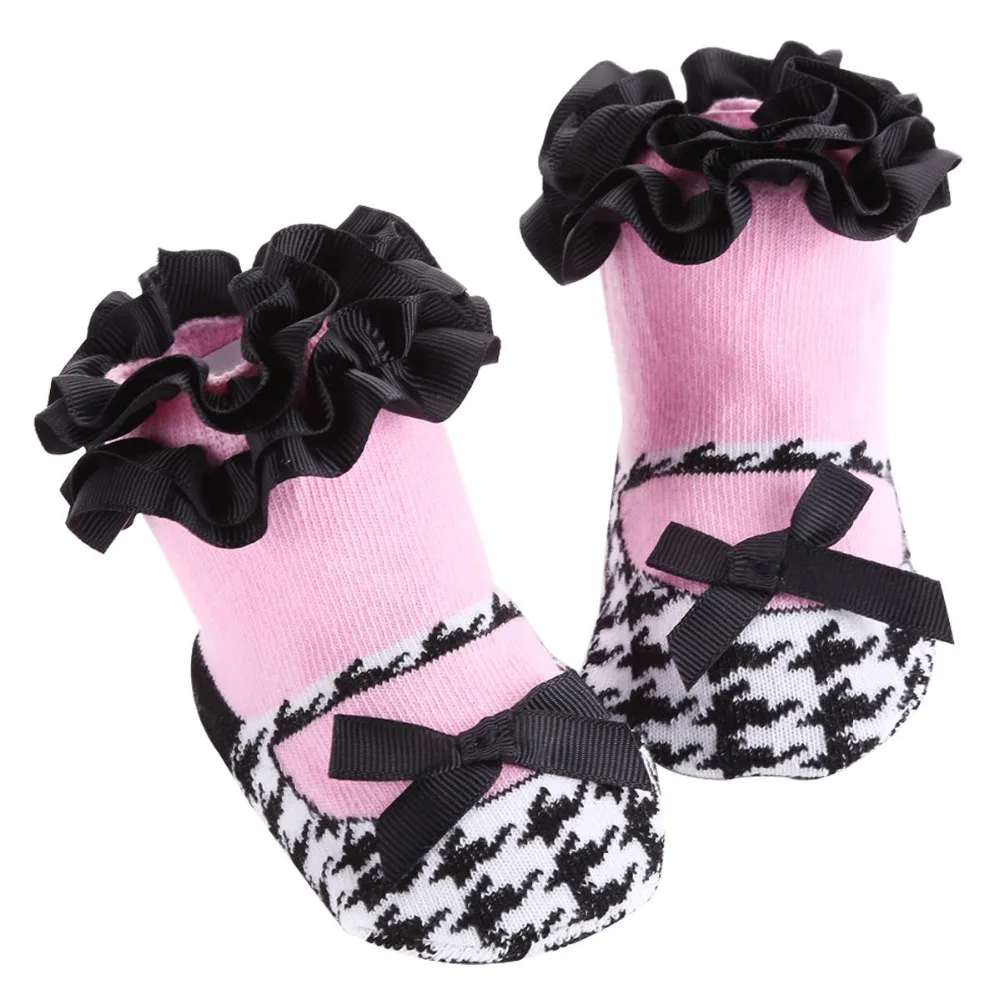 

Winter Black White Socks Toddlers Infants Cotton Princess Bowknots Baby Socks Shoes;Christmas Socks New Born Meias Para Bebe