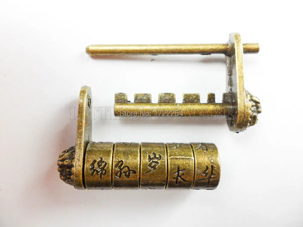 Chinese alt antikes altes Passwort Messing Stil Schloss Lock//Key YEC Ld