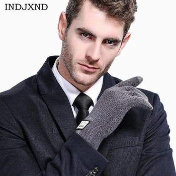 

INDJXND Winter New Men Touchedscreen Gloves Women Korean Fashion Knit Wool Cashmere Warm Unisex Business Simple Business Mittens