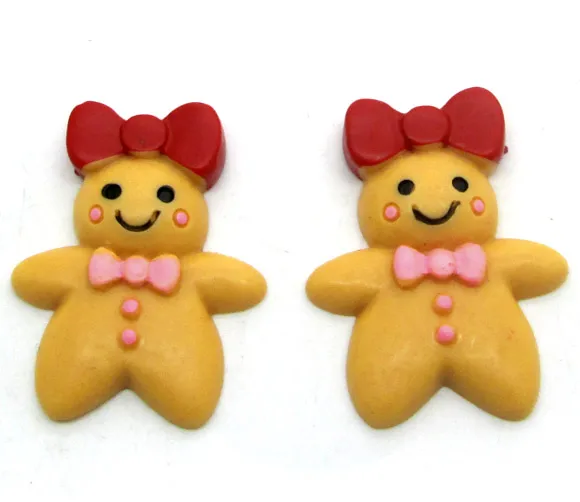 

20Pcs Red Bow Gingerbread Snowman Decoration Crafts Bead Frame Flatback Cabochon Scrapbook Kawaii DIY Embellishments Accessories