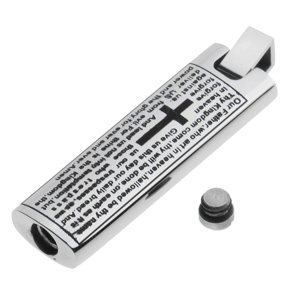 Stainless Steel Dog Cat Paw Cross Memorial Pet Ashes Keepsake Urn Charm Pendant 