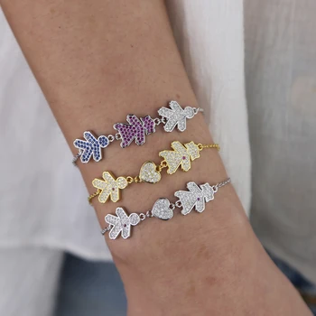 

Lovely cute micro pave cz Girl boy Heart charm link chain bracelet fashion sweet adorable bracelets
