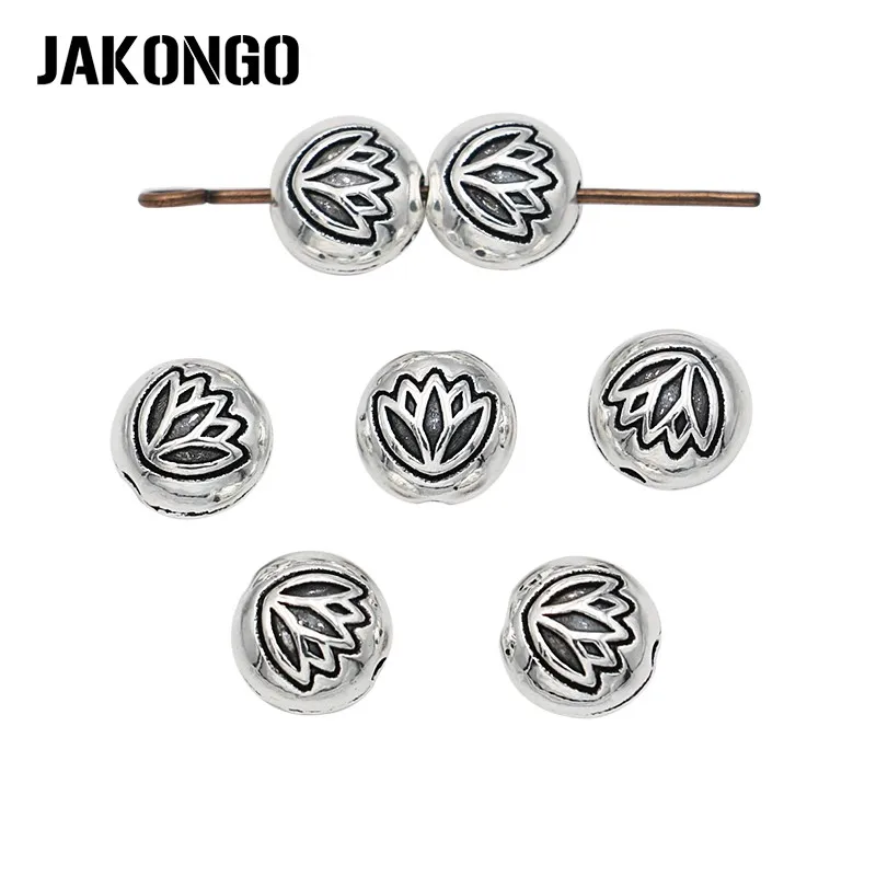 

Lotus Flower Spacer Beads Antique Silver Plated Loose Beads for Jewelry Making Bracelet Accessories DIY Handmade Craft 25pcs/lot