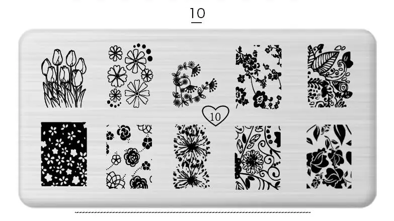 PinPai нержавеющая сталь пластина для стемпинга для нейл-арта 24 Дизайн Французский штамп для ногтей для рисования Печать Шаблоны тарелки с рисунком маникюрные инструменты - Цвет: 10