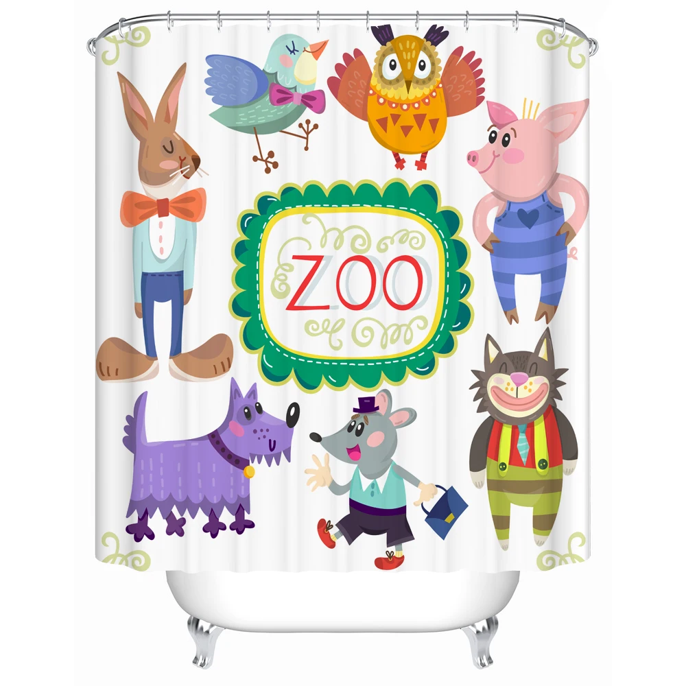 The Collection of Cute Animal Waterproof Fabric Shower Curtain for Home Bath Shutter Window