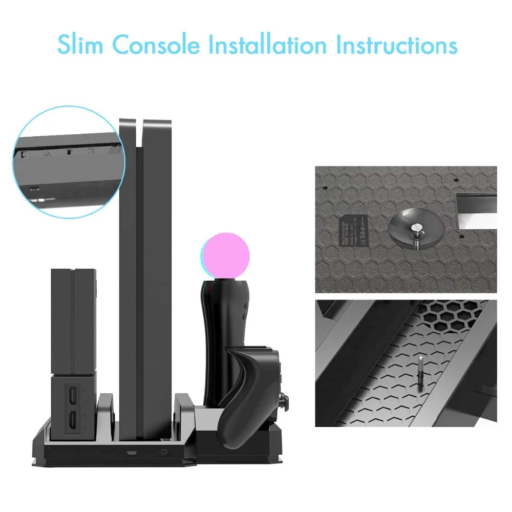  PS4 Pro Slim / PS VR Move Multifunctional Cooling Stand & Controller Charging Dock Station for Play