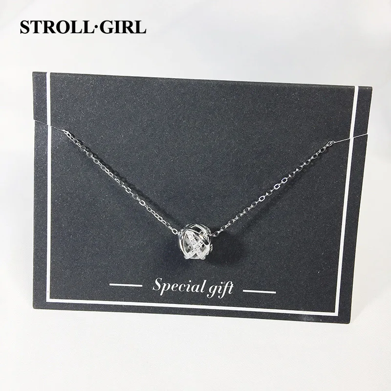 

StrollGirl New Trendy 100% 925 sterling silver Luxury cubic Zirconia silver Round necklace for women Party Fashion jewelry