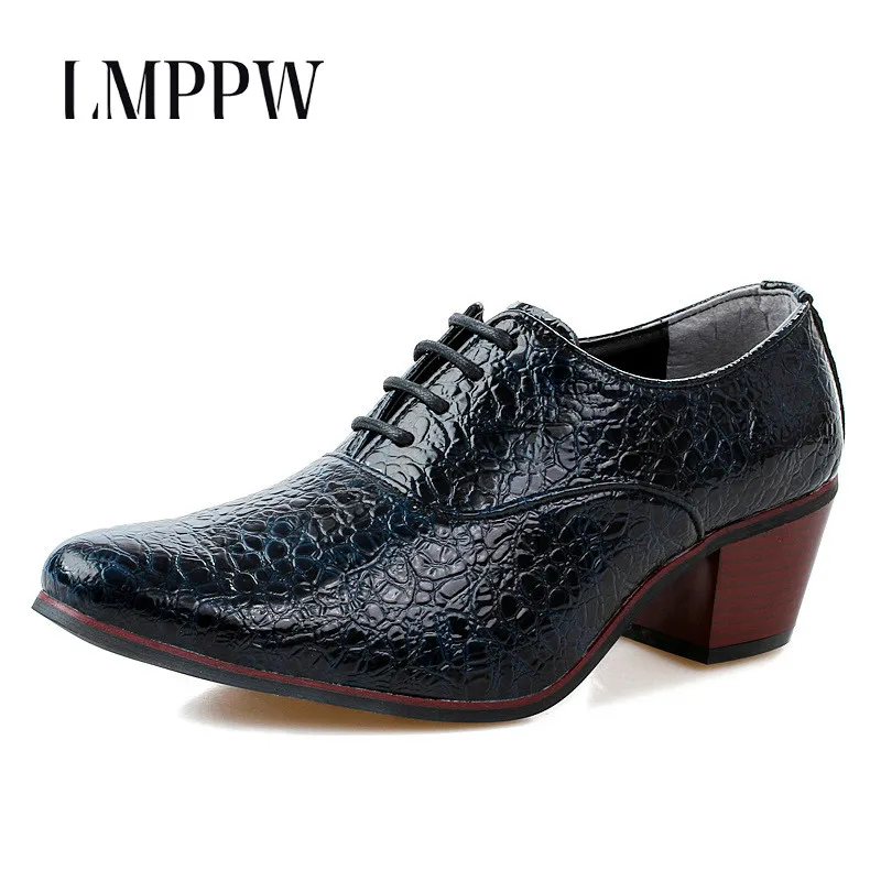 2022 Luxury Brand  Men Pointed Toe Crocodile  Leather Shoes  