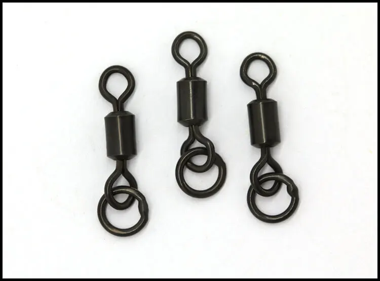 100 шт. Flexi Ring Swivel размер 8 матовые черные рыболовные снасти для карпа большие