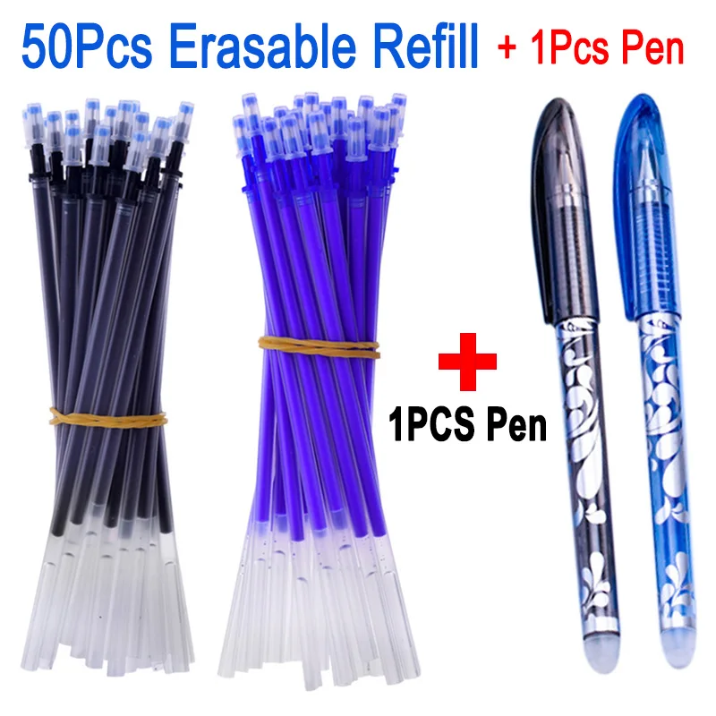 DELVTCH 50Pcs/Set Erasable Pen Refill Rod 0.5mm Erasable Gel Pen Refill