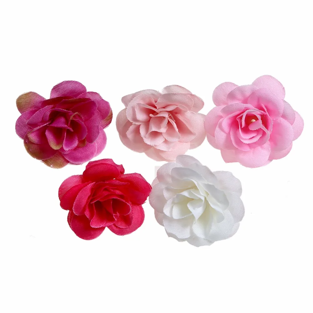 

20pcs/lot 1.6''Silk 5layer Rose Handmake Artificial Flower Head Wedding Decoration DIY Wreath Gift Craft Fake Flowers Kidocheese