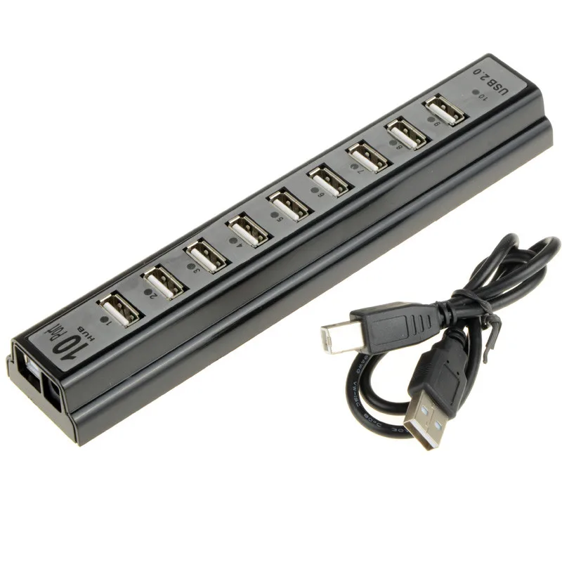 Multi Personal Computer USB HUB 10 Ports 2.0 Computer Peripherals USB Hubs Portable USB Splitter For Nootbook Laptops
