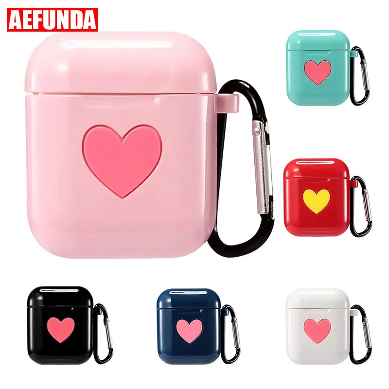 

Silicone Bluetooth Wireless Earphone Case For Apple AirPods 1 Protective Cover Accessories Charge Box Bag Cute Pink Love Heart