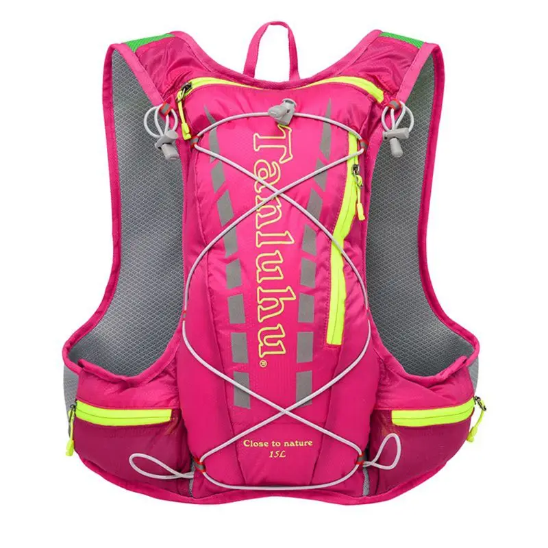 TANLUHU, легкий гидратационный жилет для бега, рюкзак, 15л, для активного отдыха на велосипеде, пешего туризма, альпинизма,, большой рюкзак для ноутбука - Цвет: hot pink