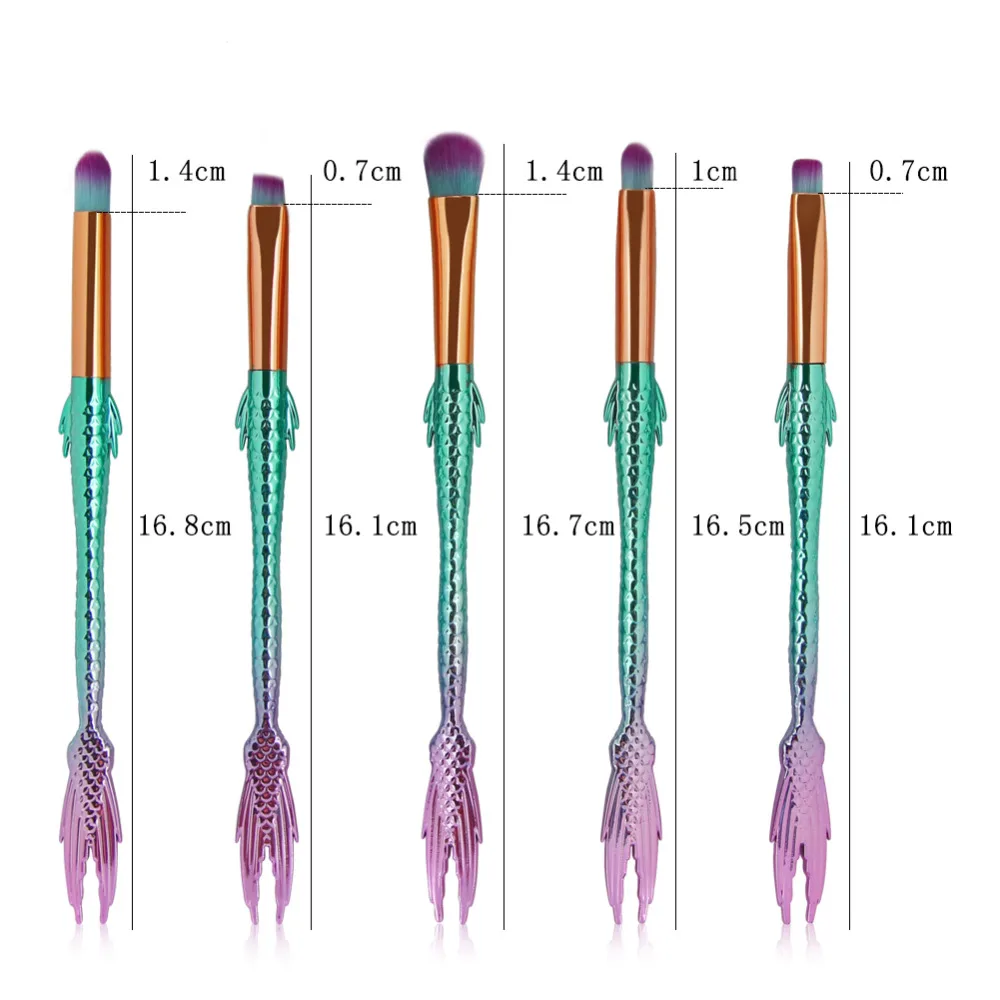Новинка, набор кистей для макияжа, косметическая основа, пудра, румяна, тени для век, консилер, смешивающие кисти для макияжа «русалка», инструмент для красоты